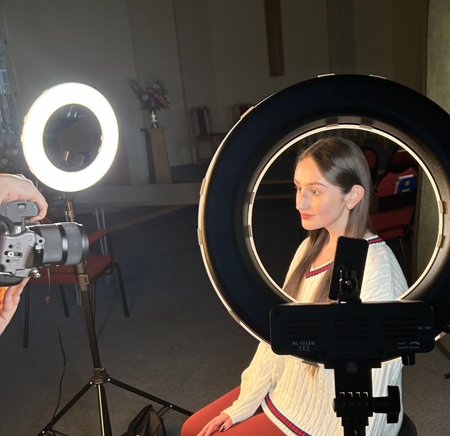 Girl having her headshot taken