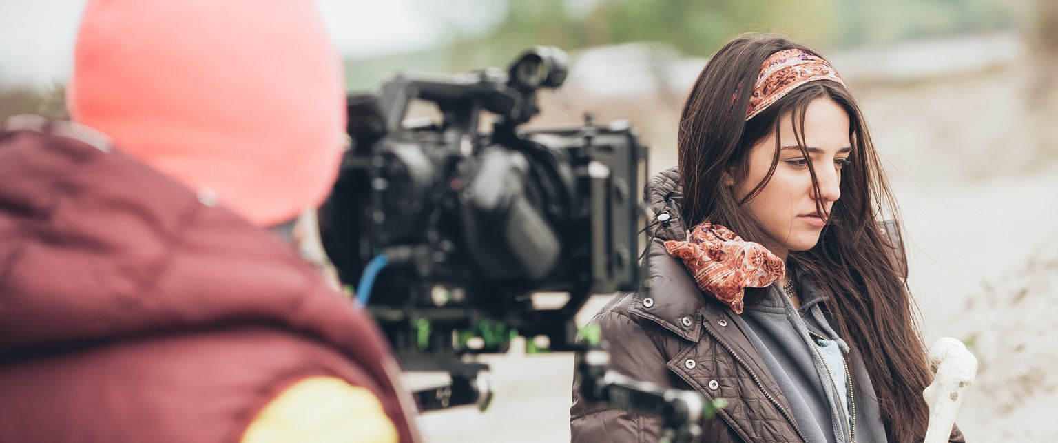 Girl recording her film